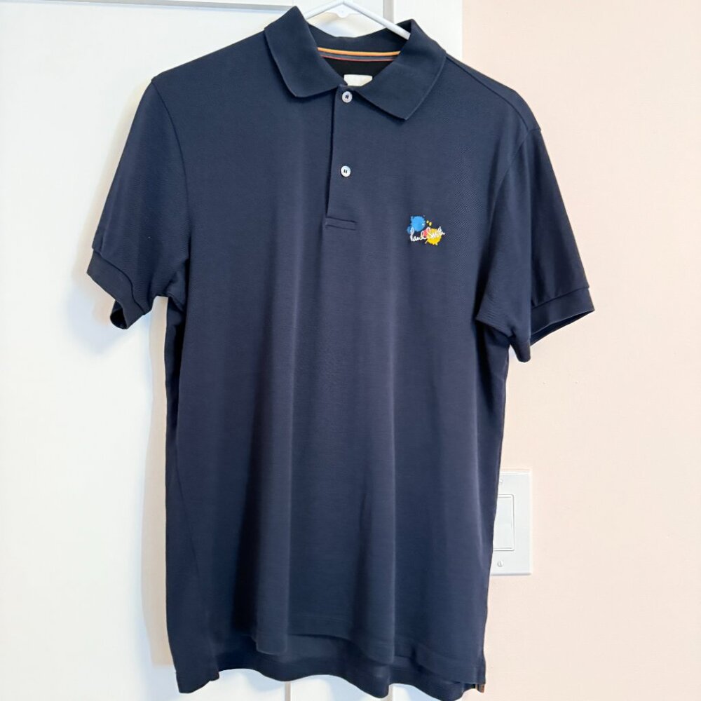 Paul Smith Polo Shirt Short Sleeve Navy Size M 100% Cotton Made in Portugal